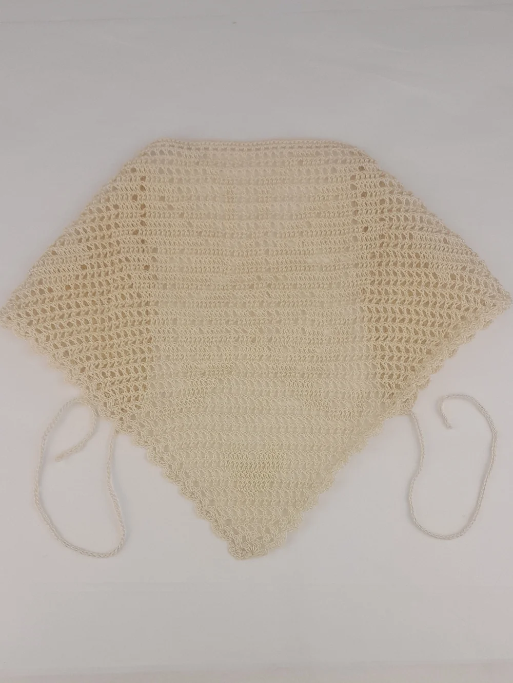 Handcrafted Cream Crochet Butterfly & Hearts Head Bandana Kerchief Tie Back